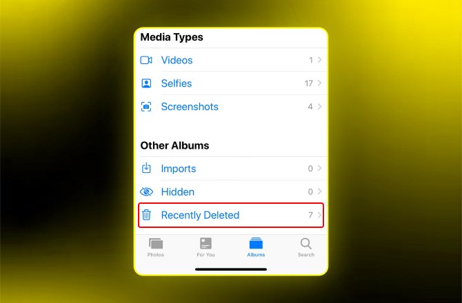 recover Snapchat deleted photos and videos through recently deleted album