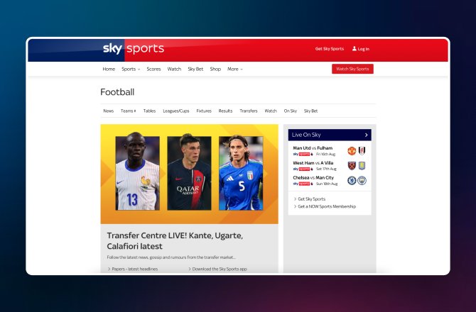 Live Football Matches from Sky Sports 