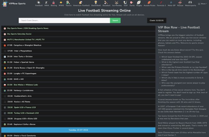 VIPRow Sports Live Football Matches