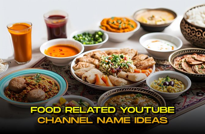 Image of food with written text of food related YouTube Channel Names: