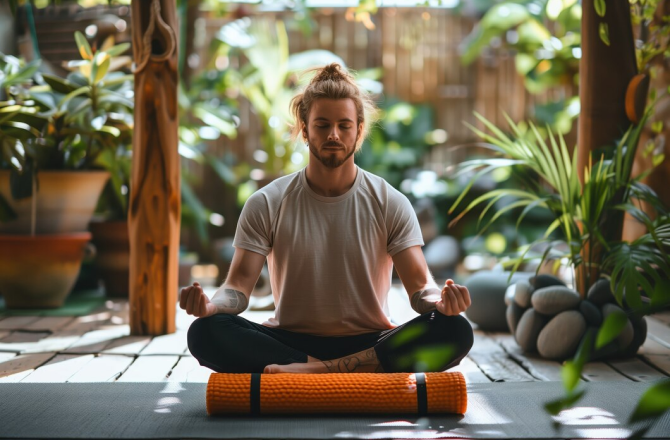 man being calm and relaxed while traveling