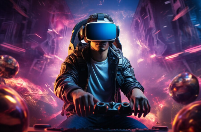 a man playing VR Gaming