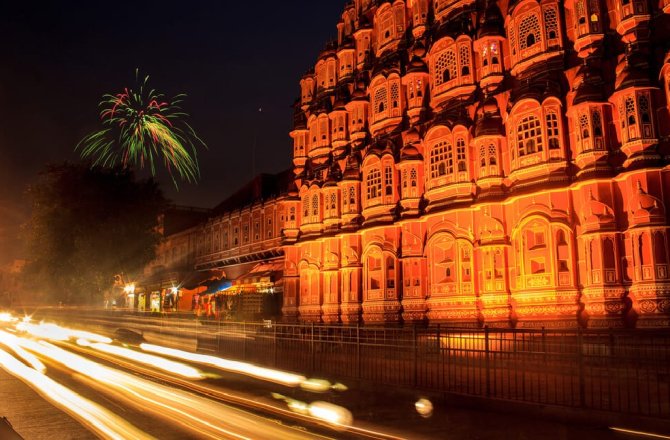 Hawa mahal during diwali