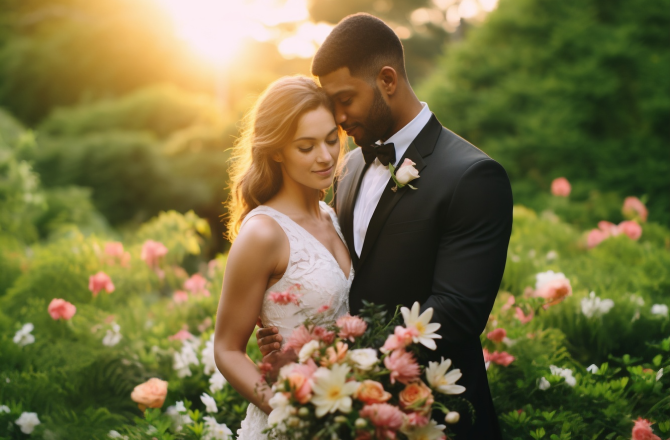 Man and women doing wedding photography